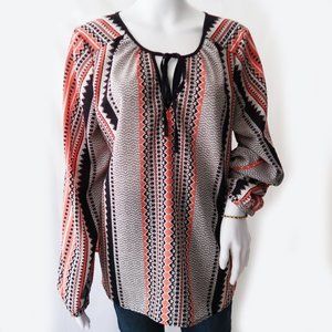 Sanctuary Pink Striped Tribal Print Peasant Top